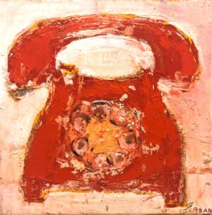 JOLANTA CABAN, “Telefonai”, aliejus, drobė, 30 cm x 30 cm, 2012 m.