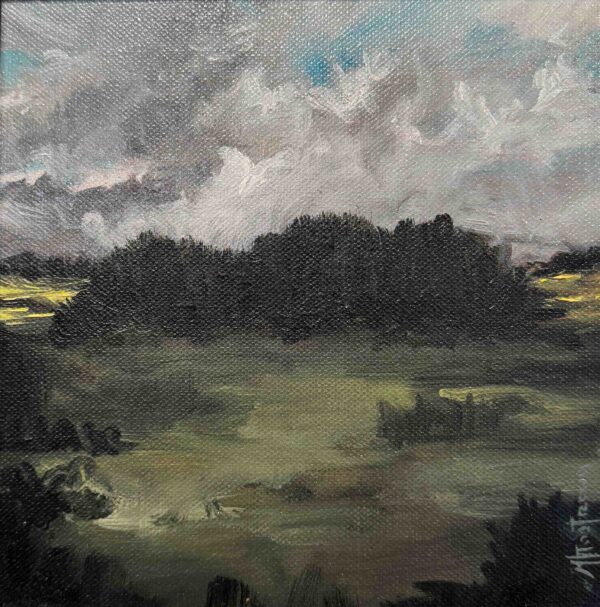 Marcin Kostrzewa, "Pejzaż chmurzasty", 20 cm x 20 cm, 2022 r.